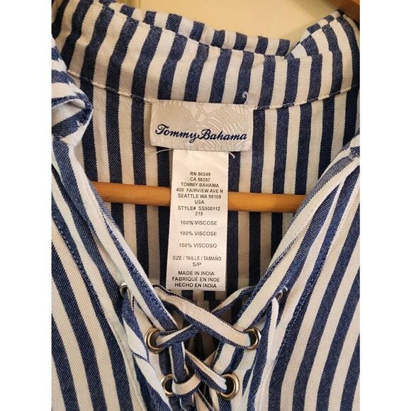 Tommy Bahama nautical striped tassel tie raw edge dress size small - Picture 5 of 6